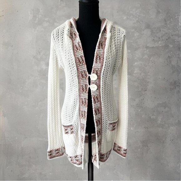 Tejiestilo Sueter’s Sweaters - Tejiestilo Sueter’s Tribal Boho Hooded  Long Length Crochet Cardigan